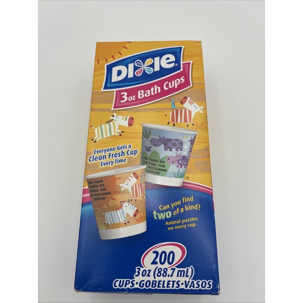Dixie 3oz Bath Cups 200 Count Disposable Paper Cups Animal Puzzles Kids Bathroom